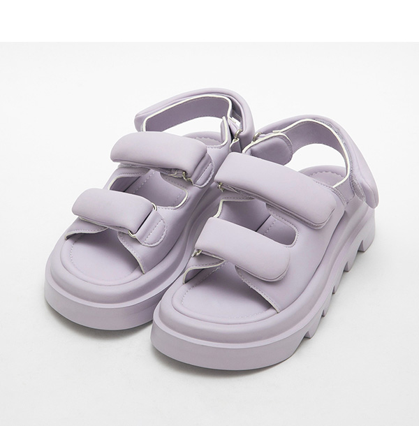 寬帶魔鬼氈空氣海綿啵啵Q軟涼鞋 淺紫