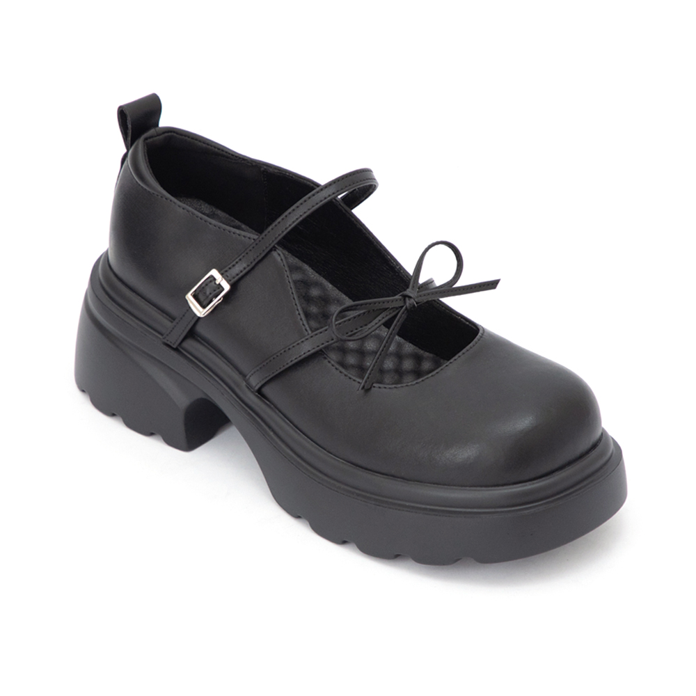初戀甜心蝴蝶結厚底瑪莉珍鞋 黑色