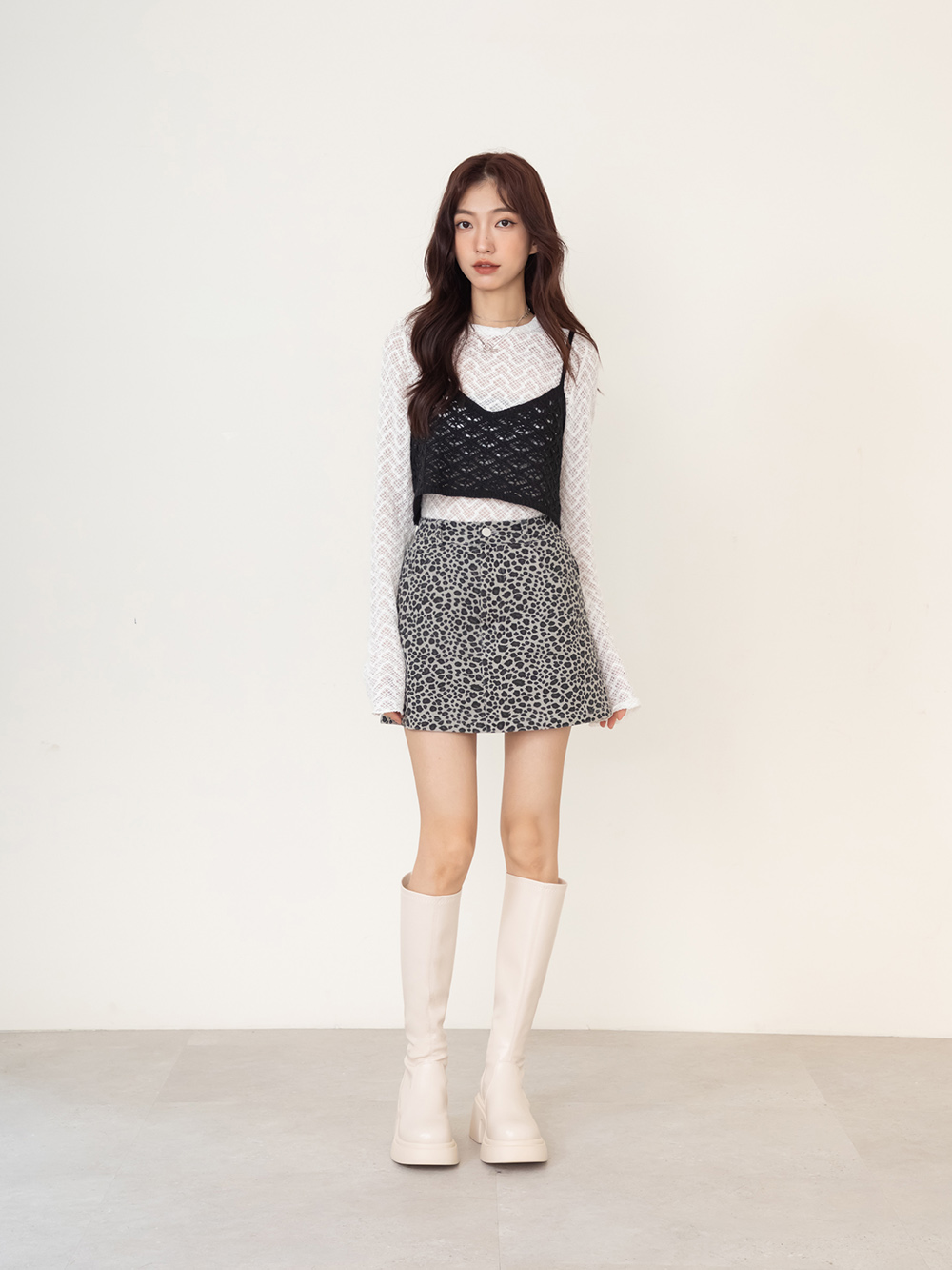 明星舞台．輕量加厚底瘦瘦長靴 白色