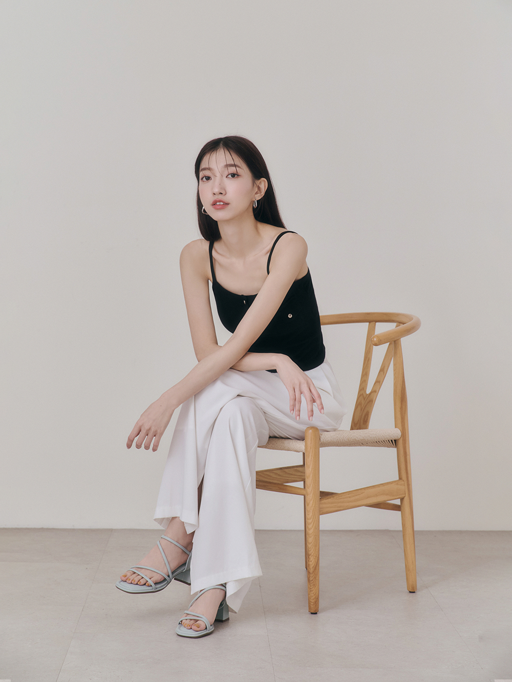 彩虹泡泡糖．泡芙軟墊細帶高跟涼鞋 冰河藍