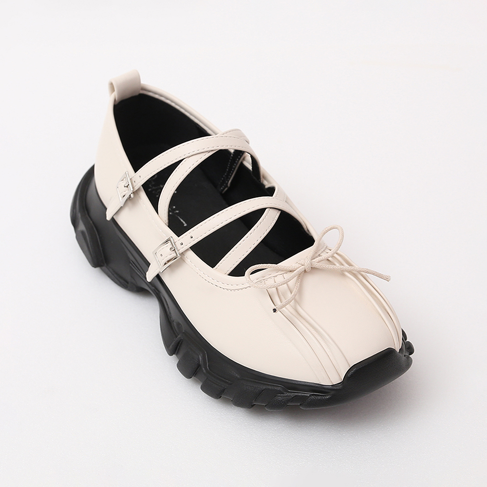 Bowtie Cross-Straps Mary Jane Sneakers Vanilla