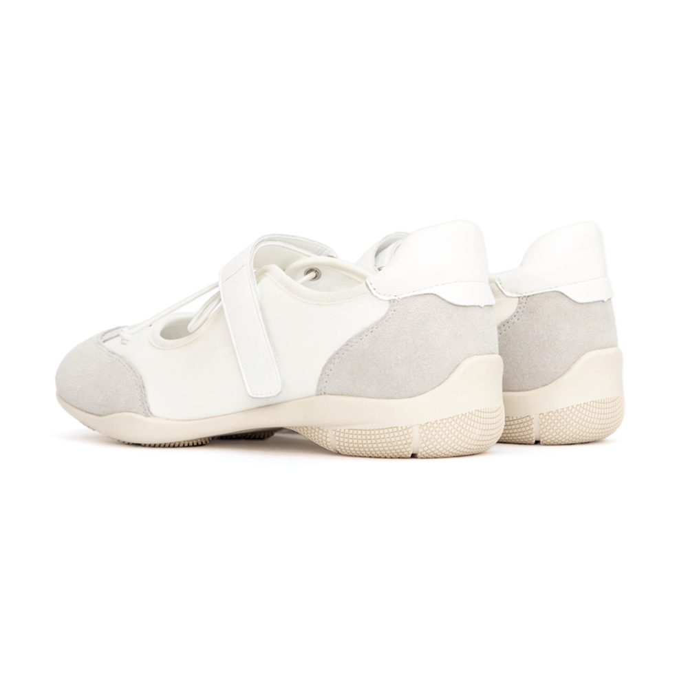 跳跳小妞拼接機能瑪莉珍鞋 米白色