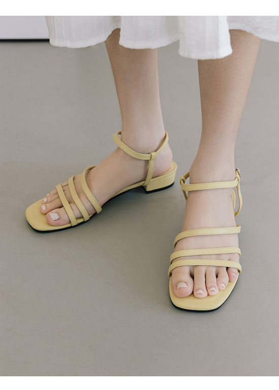 Strappy Low Heel Sandals Yellow