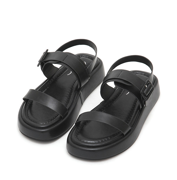 Square Buckle Thick Sole Sandals Black