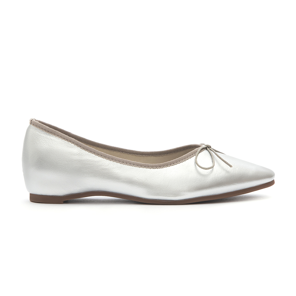 Classic Bow Ballet Flats Silver