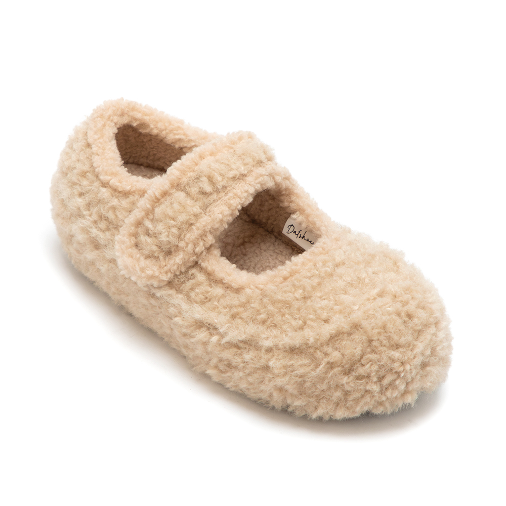 可愛萌系內增高毛毛瑪莉珍鞋 米色