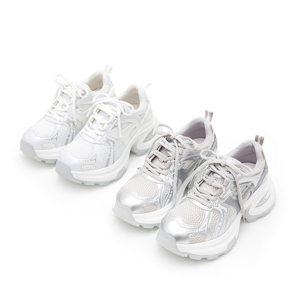 Lightweight Platform Sneakers Silver