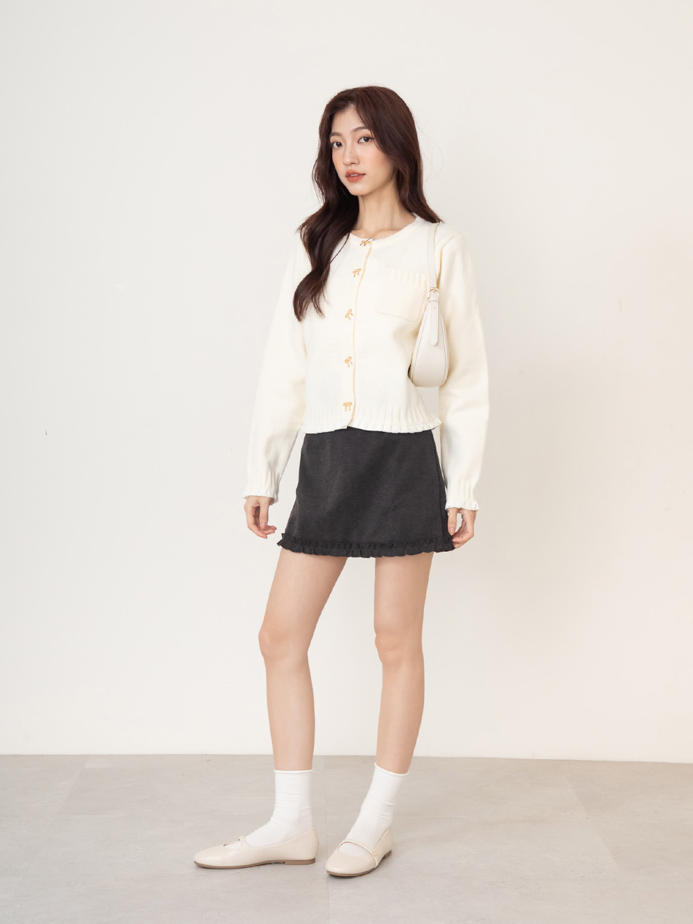 圓頭學院平底瑪莉珍娃娃鞋 米白色