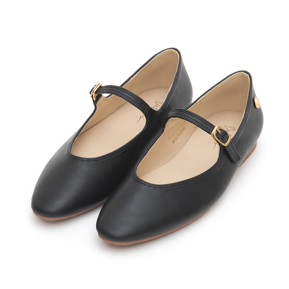 Elegant Pointed-Toe Mary Jane Flats Black