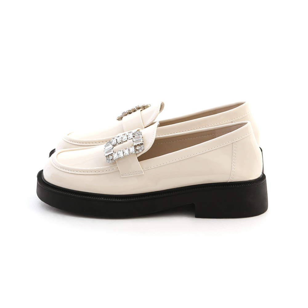 Crystal Embellished Chunky-Sole Loafers Ivory White