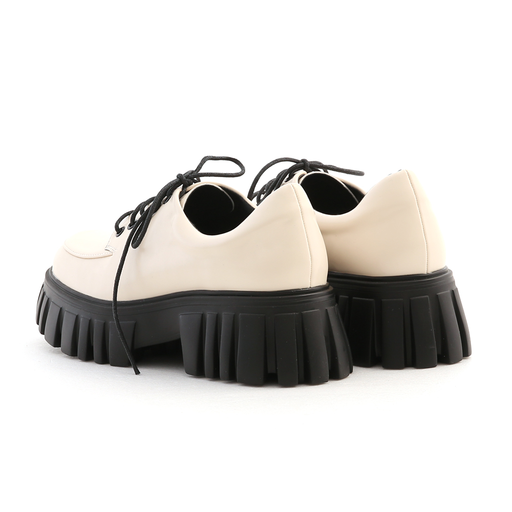 摩登少女．輕量鋸齒底綁帶德比鞋 香草米