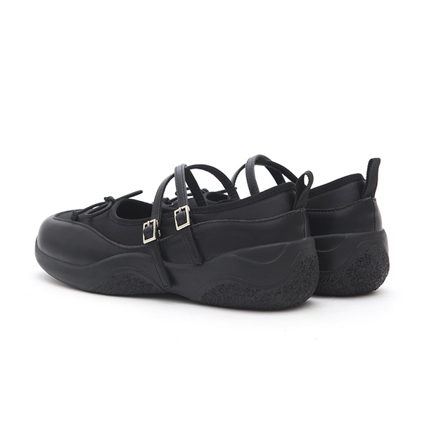 Double-Strap Athletic Ballet Flats Black