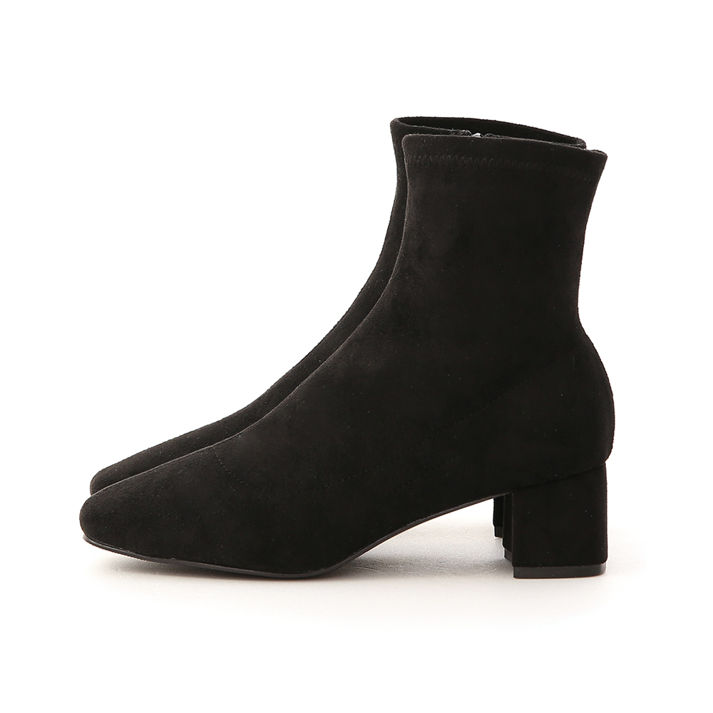 Square Toe Sock Boots Textured black
