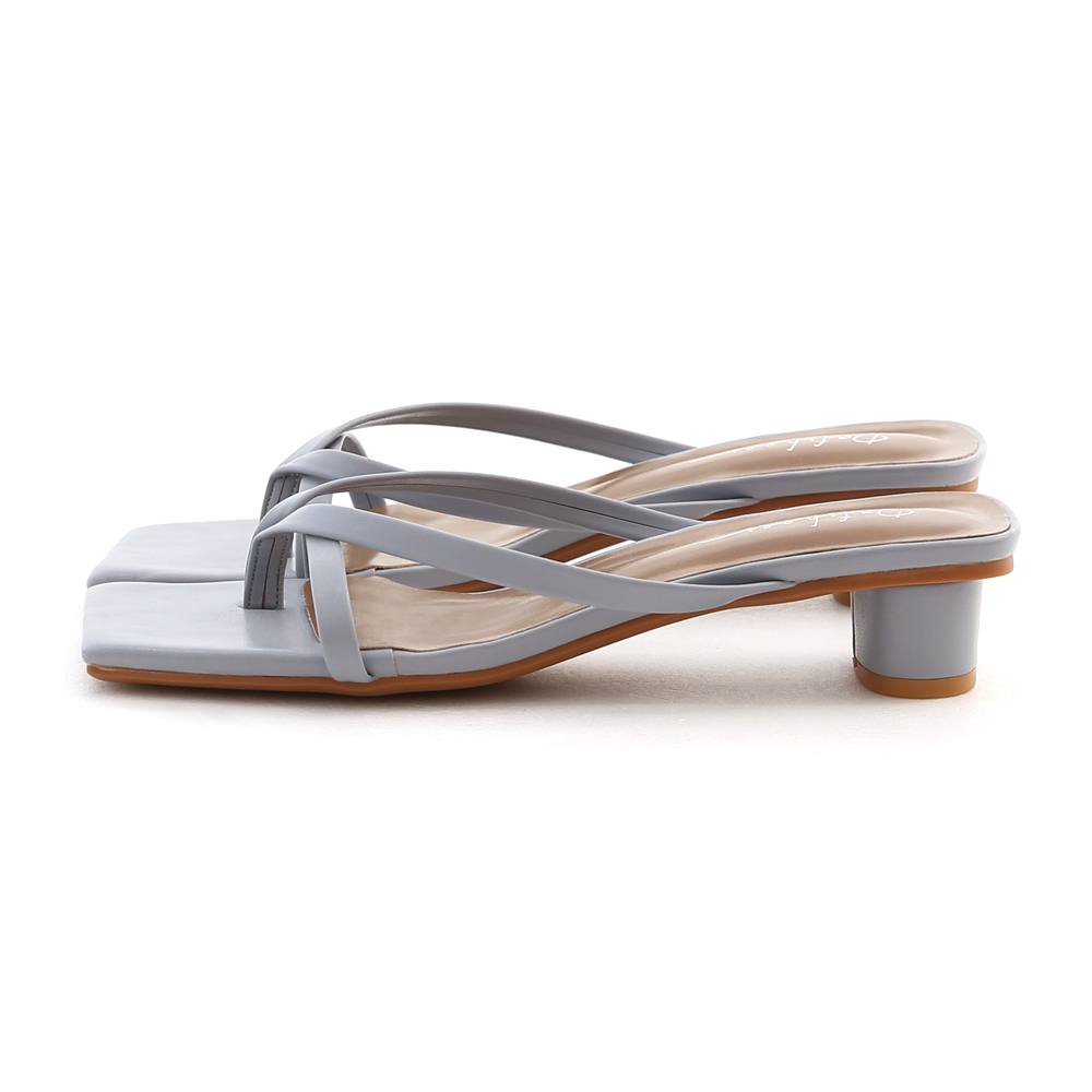 Square Toe Strappy Slip-On Sandals Serenity Blue