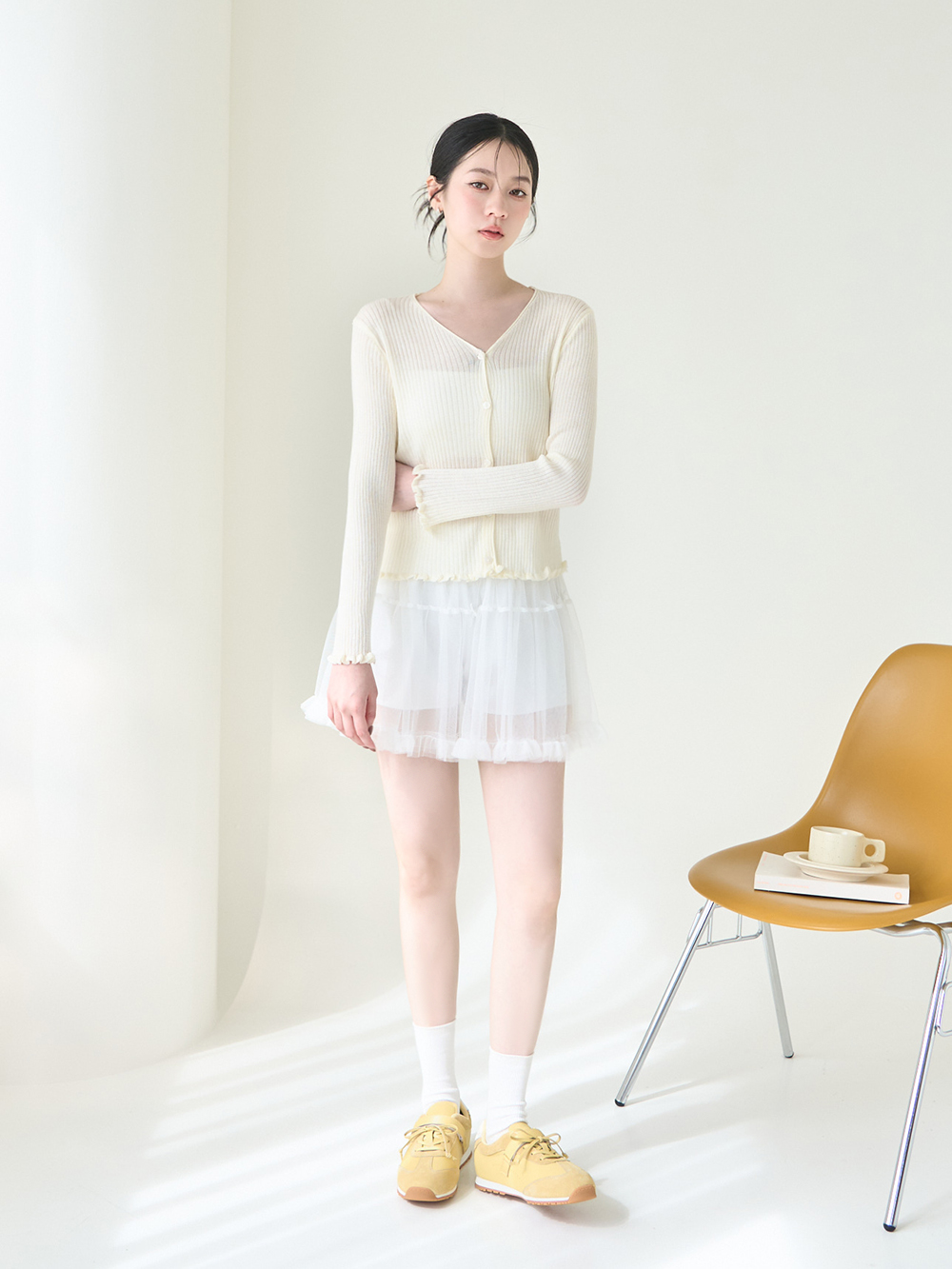 粉彩系列OK繃貼真皮休閒鞋 黃色