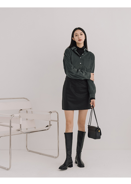 Round Toe Knee Boots Black