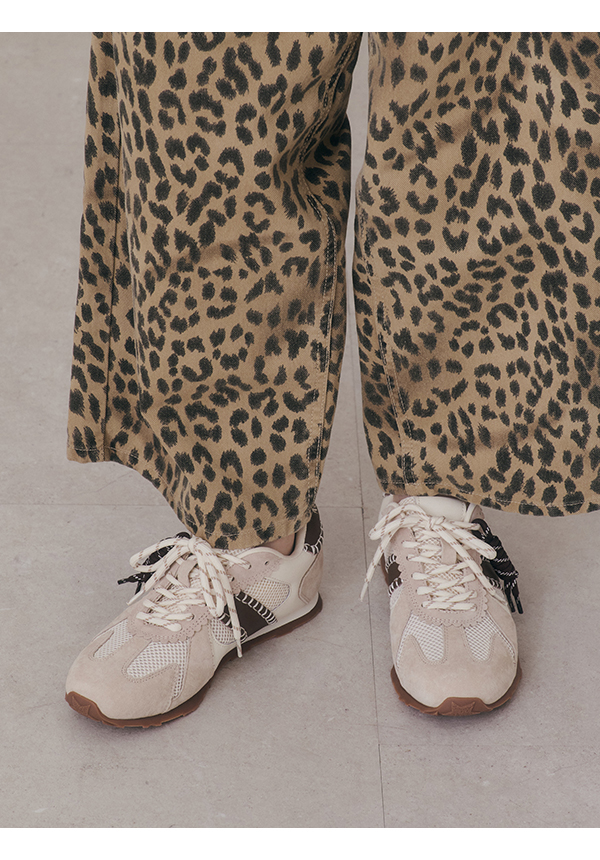 Colorblock Design Leather Sneakers Pink