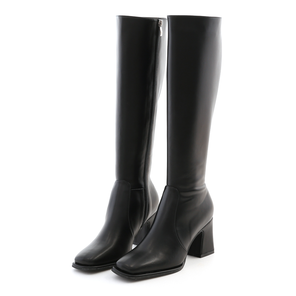 High Block Heel Knee Boots Black │ D+AF Official Online Shop