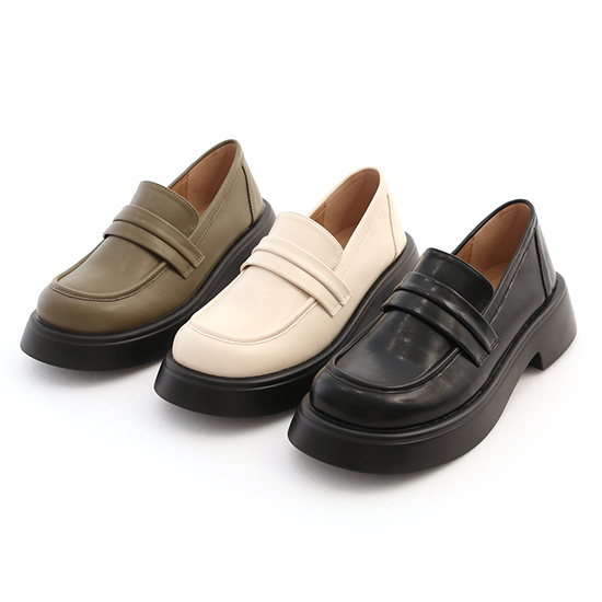 Lightweight Thick Sole Classic Loafers Vanilla
