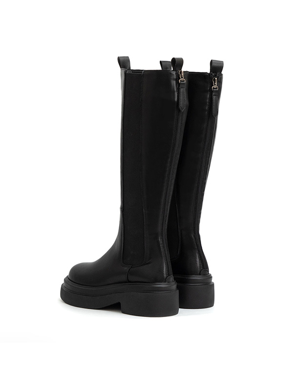 時尚型女輕量底切爾西長靴 黑色