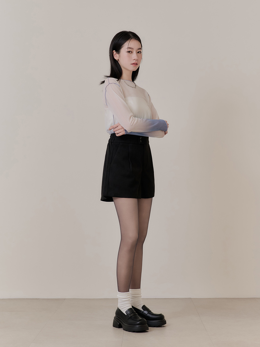 4D光腿神器黑透膚雙層絲襪 薄絨黑