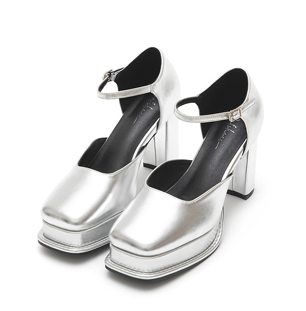 Platform Mary Jane Heels Silver