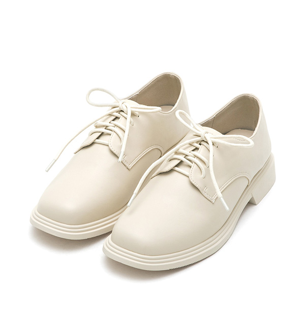 Soft Lace-Up Derby Shoes French Vanilla White