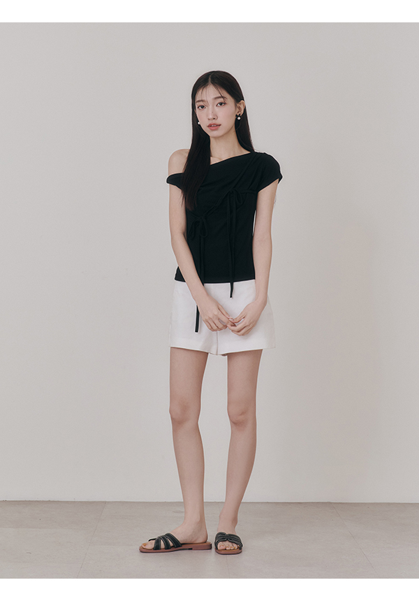 Contrast Stitching Flat Slides Black