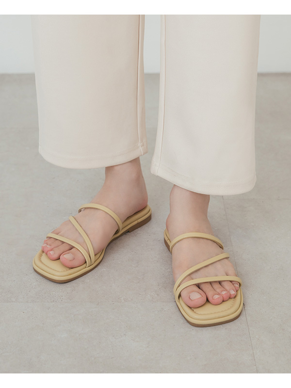 Cross Strap Flat Sandals Yellow