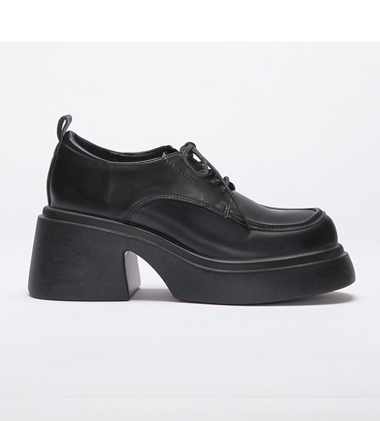 Lightweight Thick Sole Lace-Up-Up Derby Shoes Black