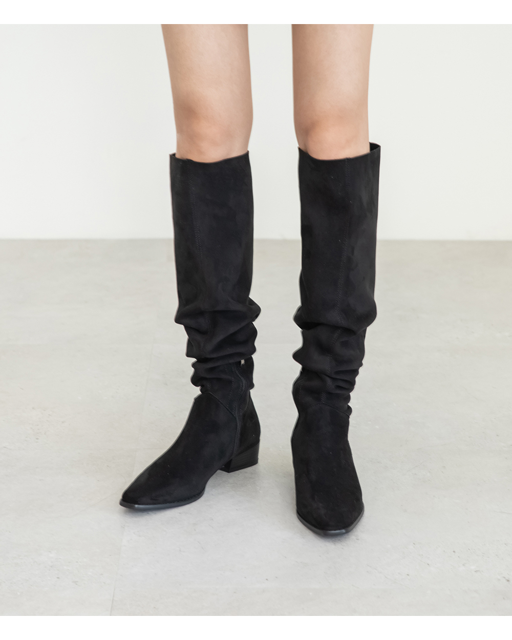 慵懶嬉皮西部堆堆長靴 黑色