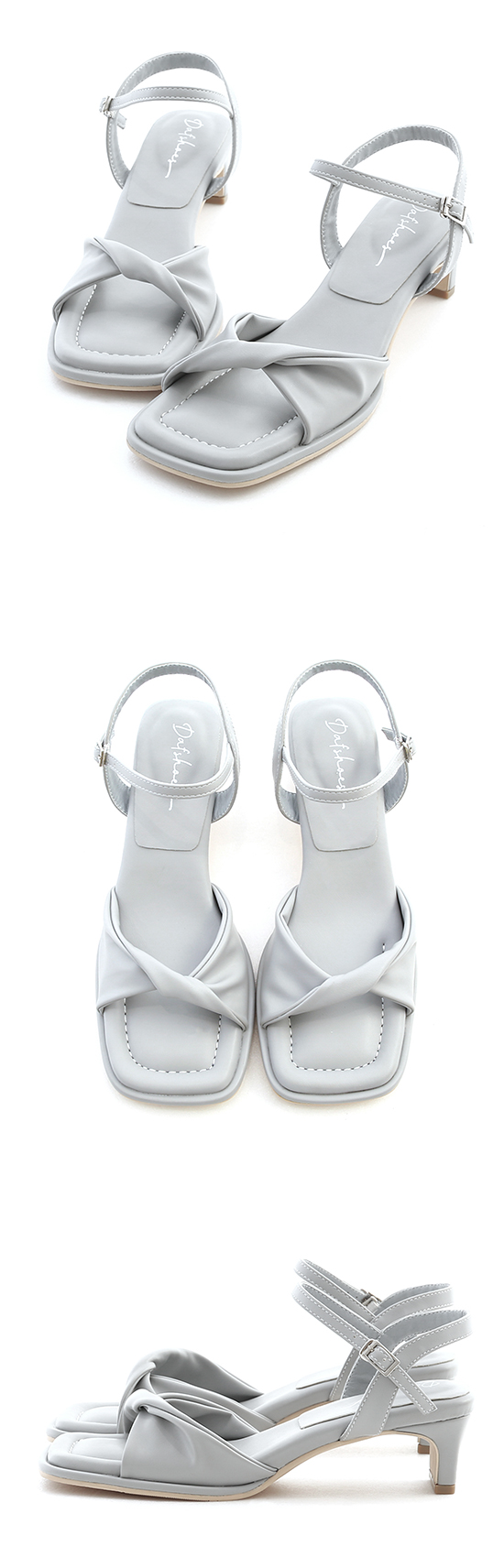 Puffy Cushioned Knot Flat-Heel Sandals Glacier Blue