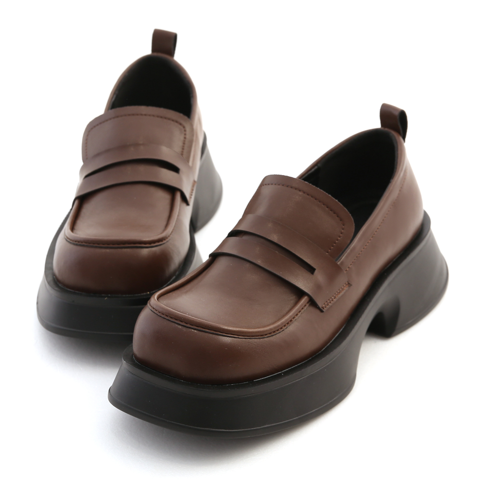 Classic Lightweight Thick-Soled Loafers Dark Brown