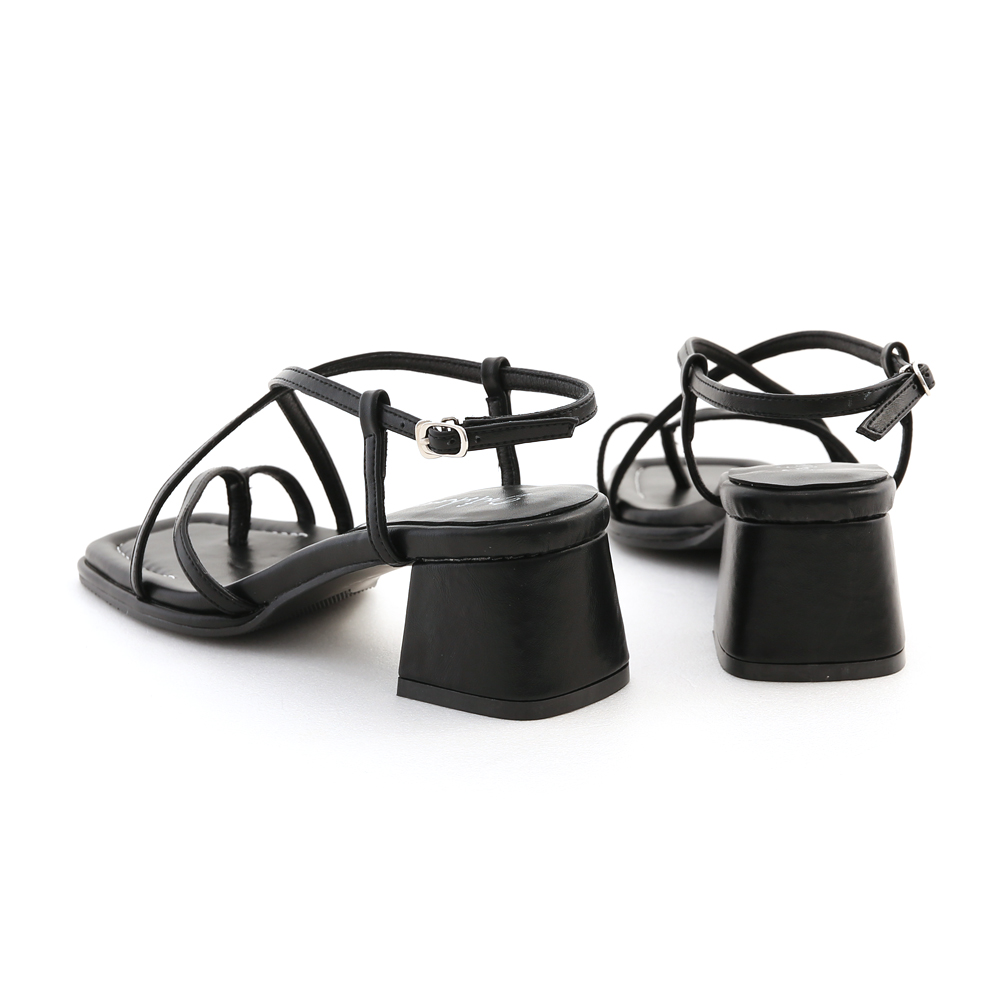 Sling-strap Square Toe Heeled Sandals Black