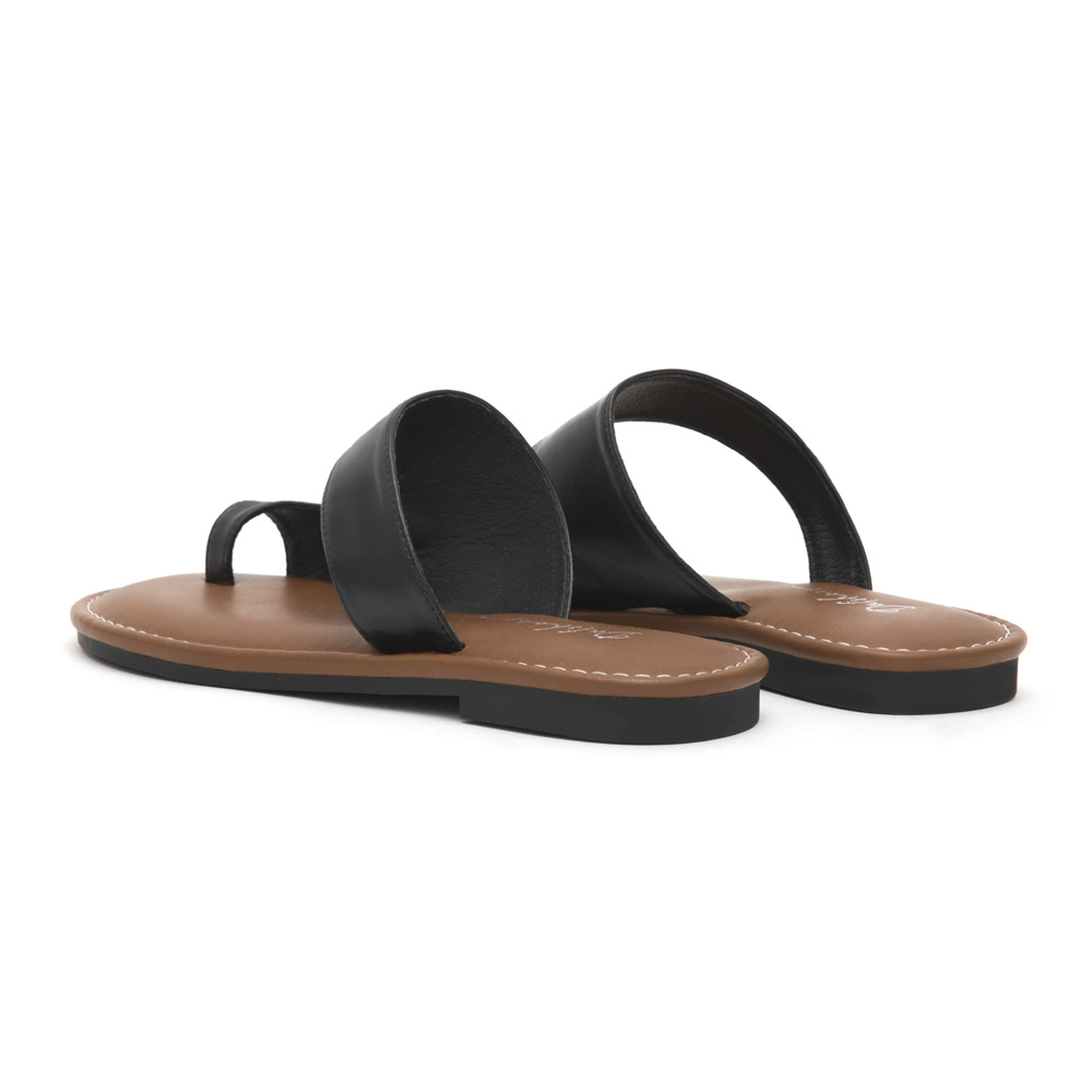 Streamlined Toe Ring Soft Slippers Black