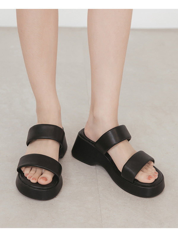 Double-Strap Platform Sandals Black