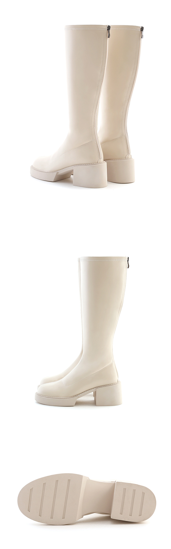 Plain Platform High-Heel Slimming Tall Boots Vanilla