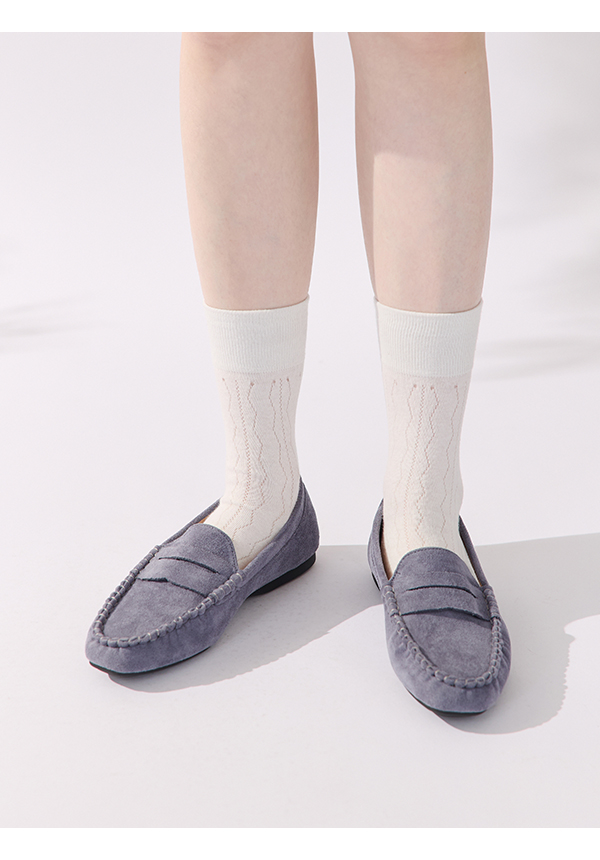 秋冬輕著4D氣墊豆豆底樂福鞋 迷霧藍