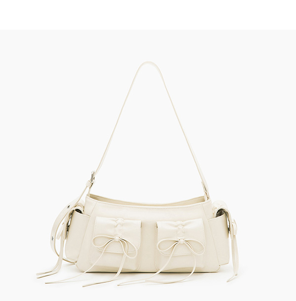 Bowtie Multi-Pocket Convertible Crossbody Bag Beige