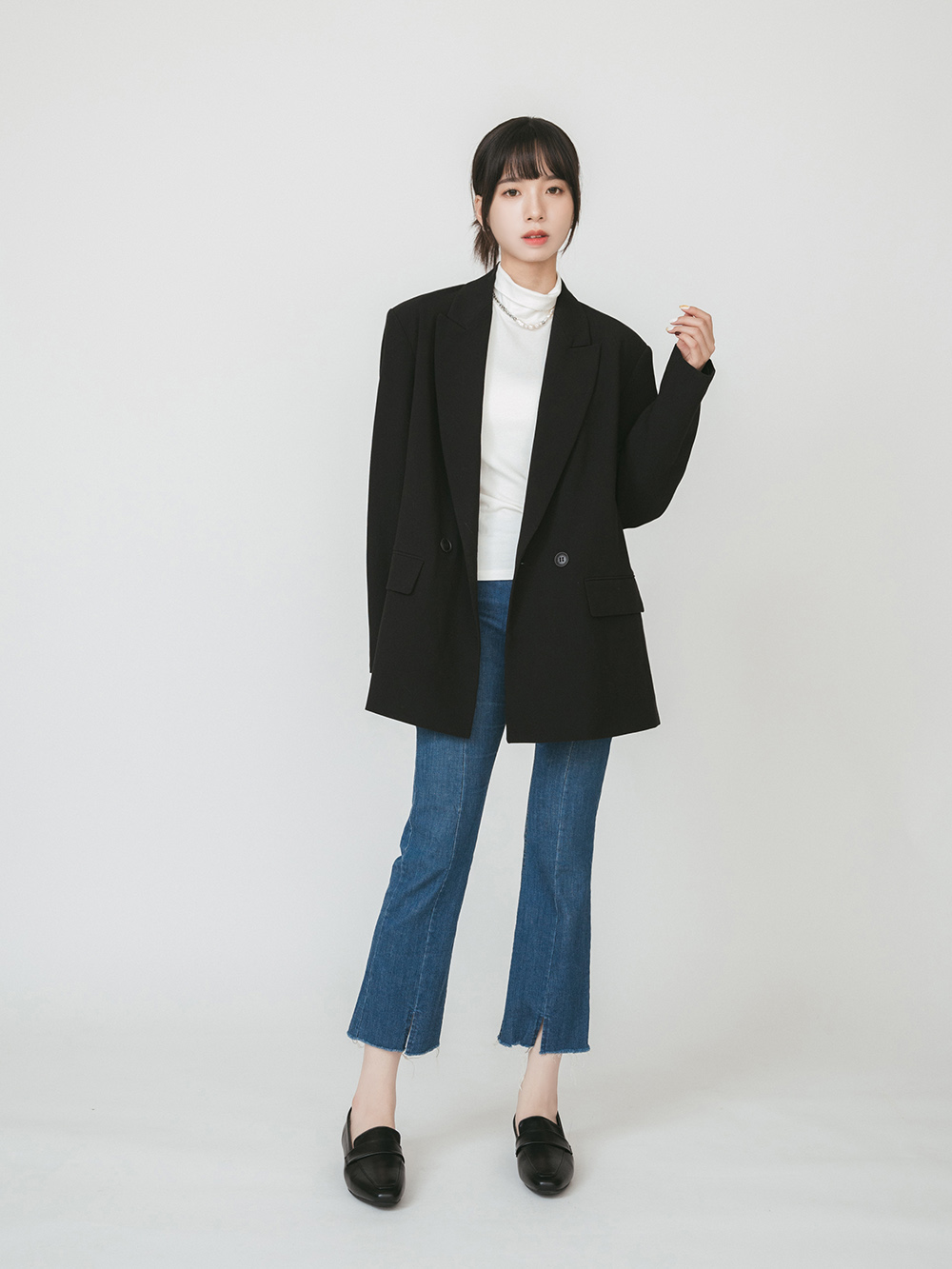 實穿滿分.4D氣墊低跟樂福鞋 時尚黑