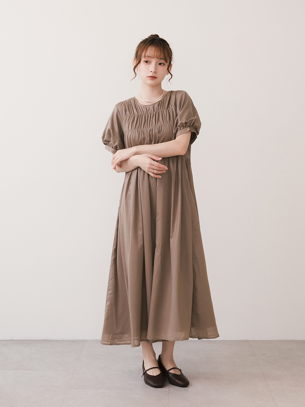 典雅少女V口低跟瑪莉珍鞋 咖