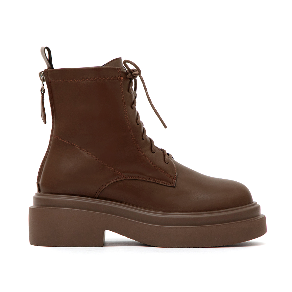 偶像學園輕量厚底綁帶短靴 咖啡色