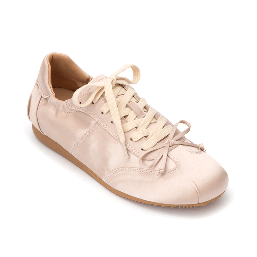 絲絨光感綁帶芭蕾風休閒鞋 粉色