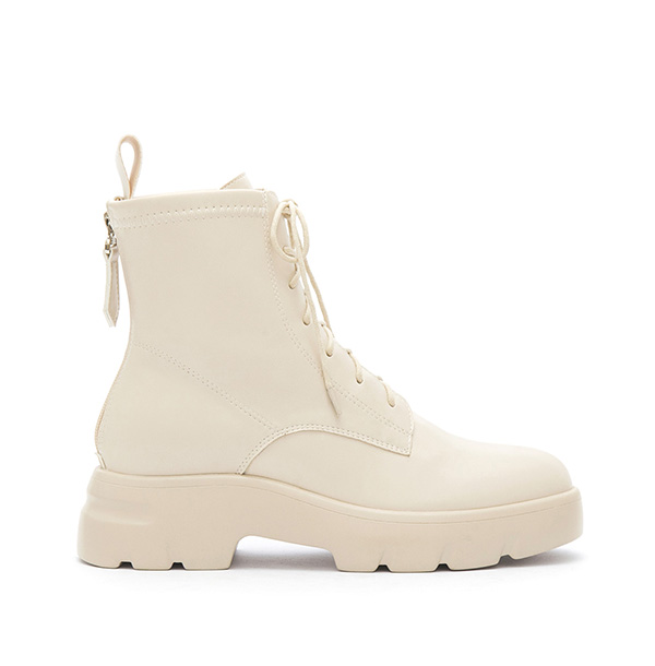 Lightweight Sole Lace-Up Boots Beige