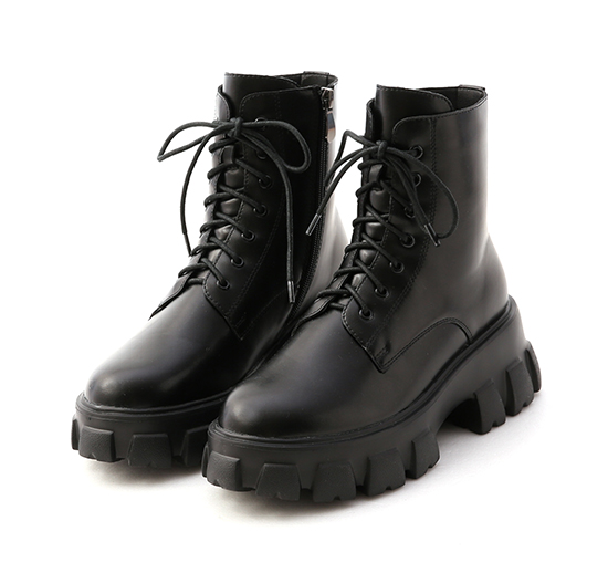 Lace-up Chunky Boots Black