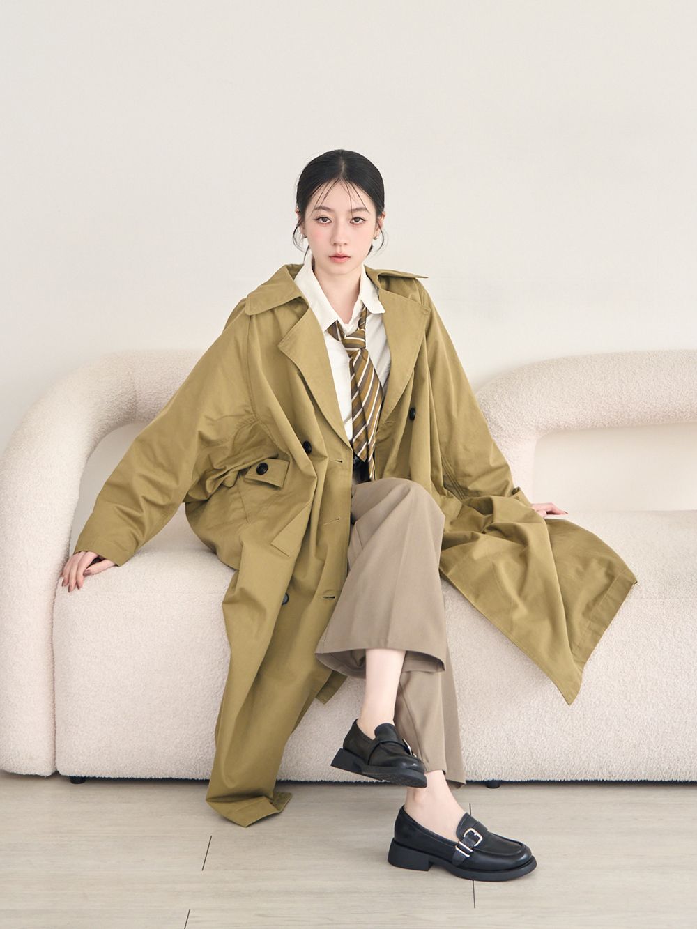 【真皮系列】親膚空氣棉方釦樂福鞋 黑色