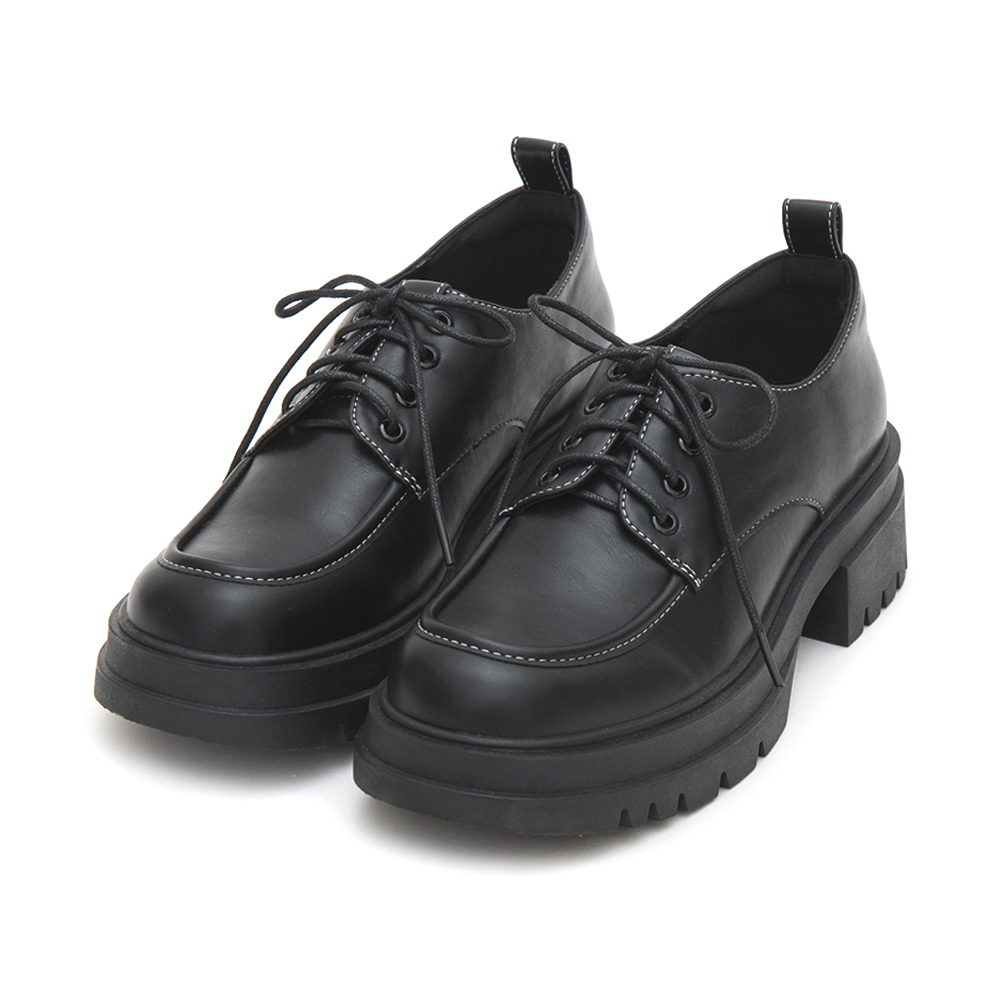 Platform Lace-Up Derby Shoes Black