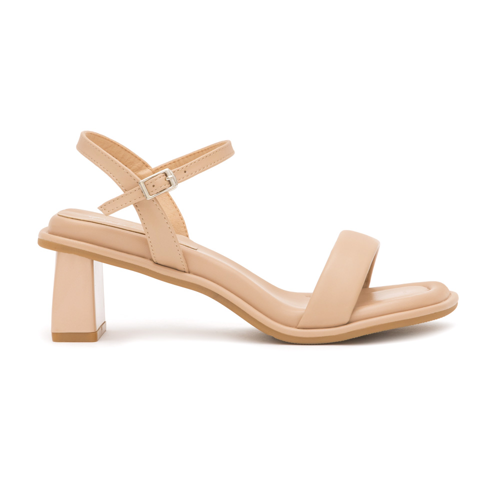 Square Toe Soft Mid-Heel Sandals Pink