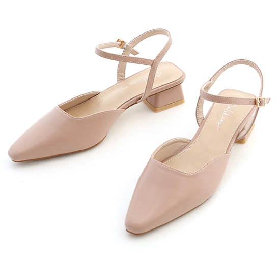 Low Heel Pointy Pumps Nude pink