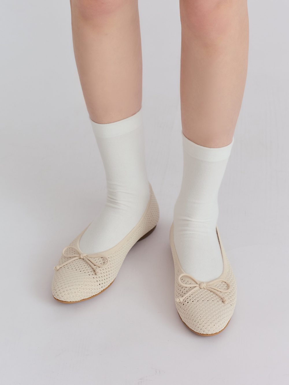 【3D零感雲織鞋】蝴蝶結圓頭芭蕾娃娃鞋 香草米